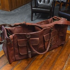 Komal's Passion Leather - Premium Leather Duffel Bag in Rich Brown